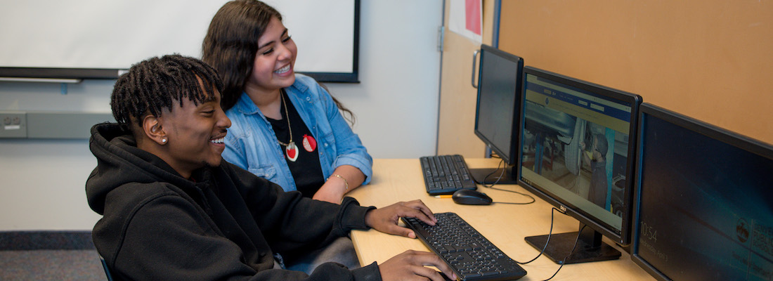 2 students using computers